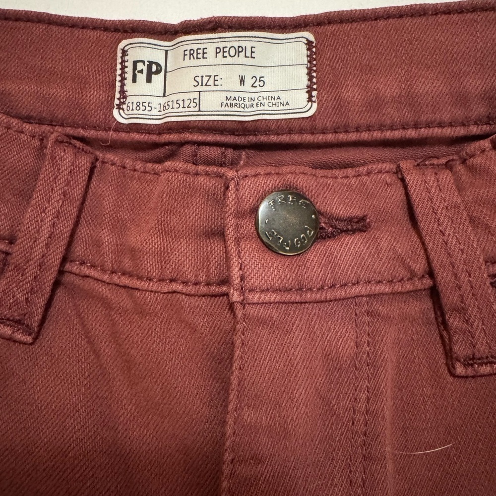 Free People Women's Skinny Jeans in Color Red Mocha Size 25 - Picture 5 of 5